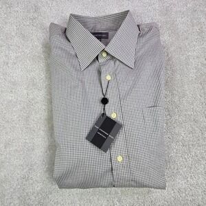 Hart Schaffner Marx Mens Dress Shirt 16.5 x 32 Gingham Check Cotton French Cuff